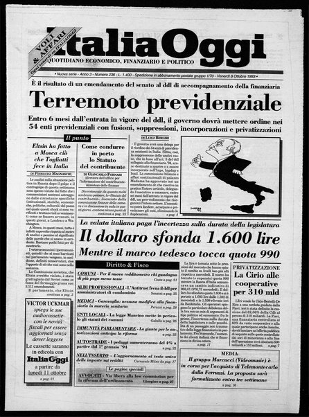 Italia oggi : quotidiano di economia finanza e politica